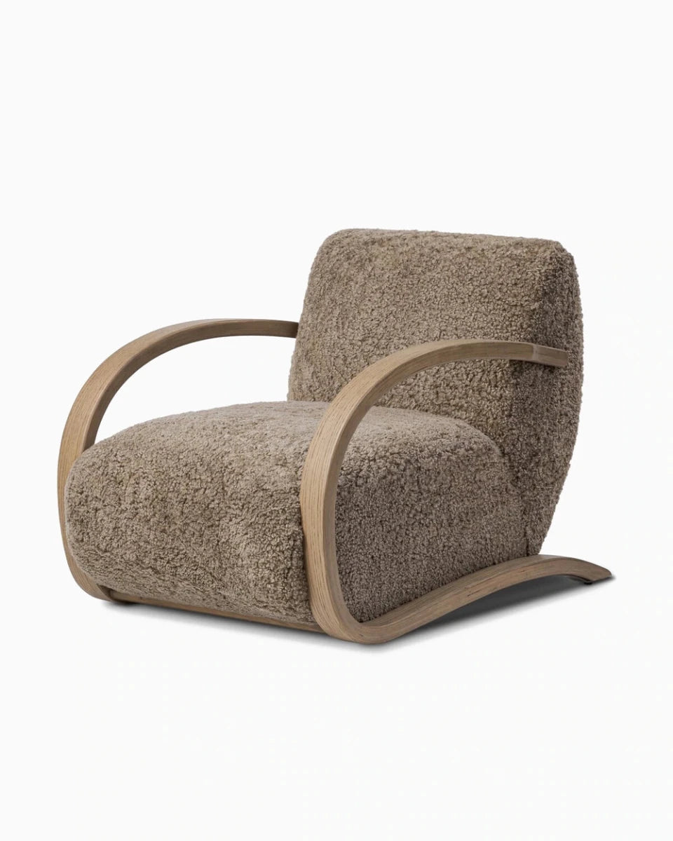 Burke lounge chair in taupe shearling, the 3D model used in the demo